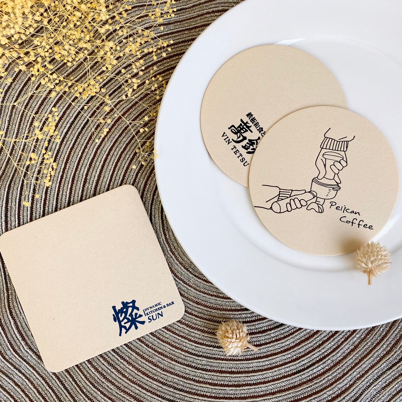 未晒コースター オリジナル印刷(ベタなし)