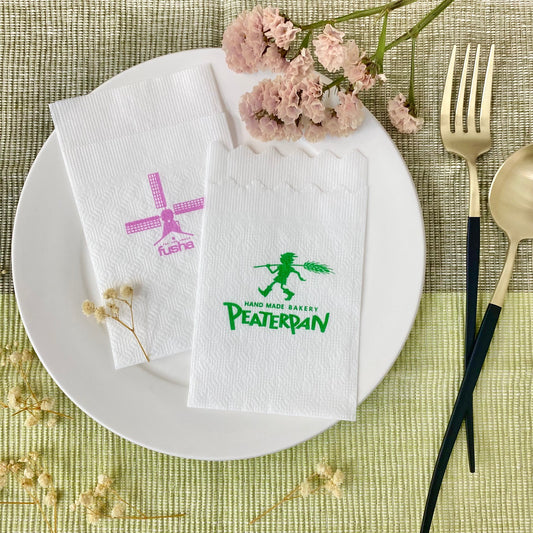 6折シングルナフキン 白地 オリジナル印刷